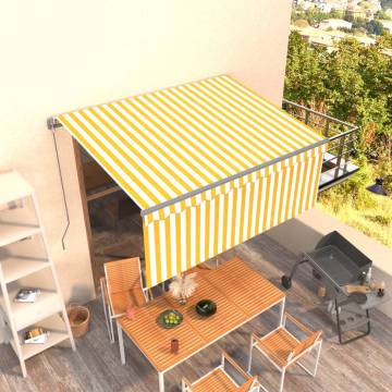 Manual Retractable Awning 3x2.5m Yellow & White - HipoMarket