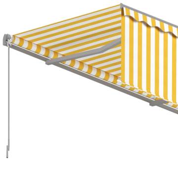 Manual Retractable Awning 3x2.5m Yellow & White - HipoMarket