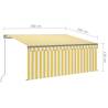 Manual Retractable Awning 3x2.5m Yellow & White - HipoMarket