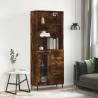 Highboard Smoked Oak 69.5x34x180 cm Engineered Wood Colour smoked oak Quantity in Package 1 Model 1 glass door 3 drawers 