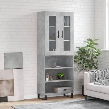 Elegant Highboard in Concrete Grey | 69.5x34x180 cm