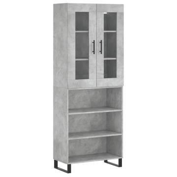 Elegant Highboard in Concrete Grey | 69.5x34x180 cm