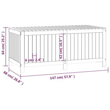 Garden Storage Box White - Solid Wood Pine 147x68x64 cm