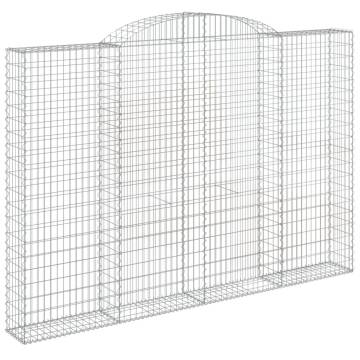 Arched Gabion Baskets: 3 pcs Galvanised Iron Garden Barriers