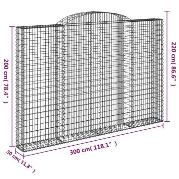 Arched Gabion Baskets: 3 pcs Galvanised Iron Garden Barriers