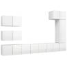 8 Piece High Gloss White TV Cabinet Set | Modern Living Room Furniture