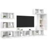 8 Piece High Gloss White TV Cabinet Set | Modern Living Room Furniture