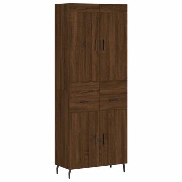 Stylish Highboard Brown Oak - 69.5x34x180 cm Design