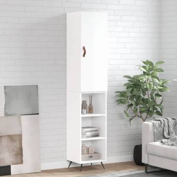 Highboard High Gloss White - Stylish Storage 34.5x34x180 cm