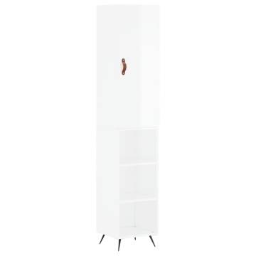 Highboard High Gloss White - Stylish Storage 34.5x34x180 cm