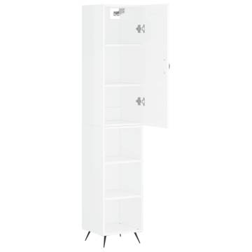 Highboard High Gloss White - Stylish Storage 34.5x34x180 cm