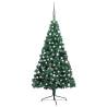 Artificial Half Pre-lit Christmas Tree with Ball Set Green 150 cm Colour green and grey Size 150 x 95 cm Quantity in Package 1 Number of Branch Tips 