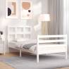 Stylish White Small Single Bed Frame with Headboard