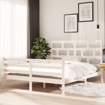 White Solid Wood Pine Bed Frame 160x200 cm - Modern Design