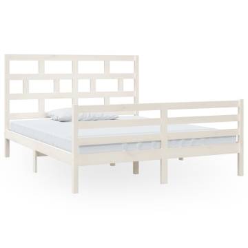 White Solid Wood Pine Bed Frame 160x200 cm - Modern Design