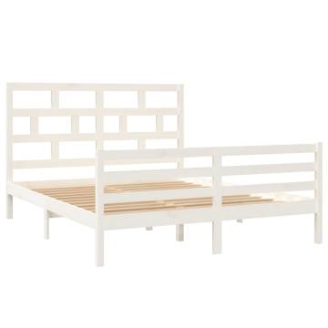 White Solid Wood Pine Bed Frame 160x200 cm - Modern Design