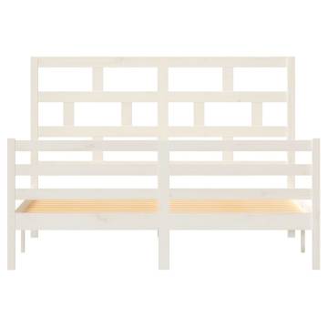 White Solid Wood Pine Bed Frame 160x200 cm - Modern Design