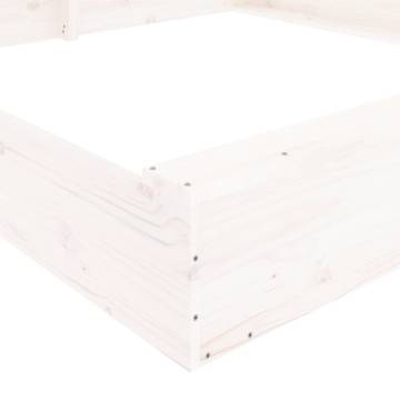 White Square Solid Wood Pine Sandbox with Seats | HipoMarket