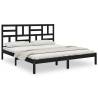 Black Solid Wood Bed Frame 200x200 cm - Modern Design