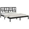 Black Solid Wood Bed Frame 200x200 cm - Modern Design