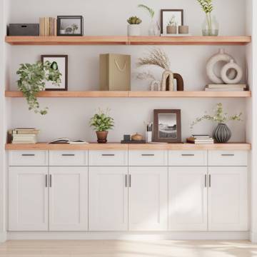 Light Brown Wall Shelf - Solid Oak, 220x30x(2-6) cm | HipoMarket