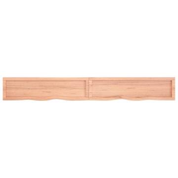 Light Brown Wall Shelf - Solid Oak, 220x30x(2-6) cm | HipoMarket