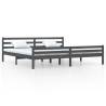 Grey Solid Wood Bed Frame 200x200 cm - Modern Design