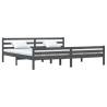 Grey Solid Wood Bed Frame 200x200 cm - Modern Design