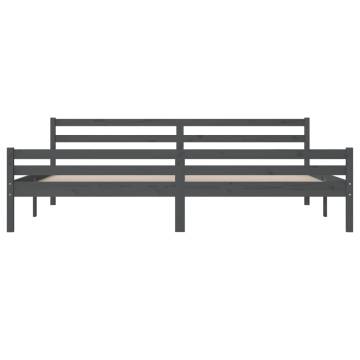 Grey Solid Wood Bed Frame 200x200 cm - Modern Design