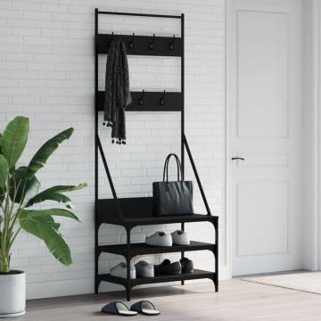 Stylish Black Clothes Rack with Shoe Storage - 70x40x184 cm