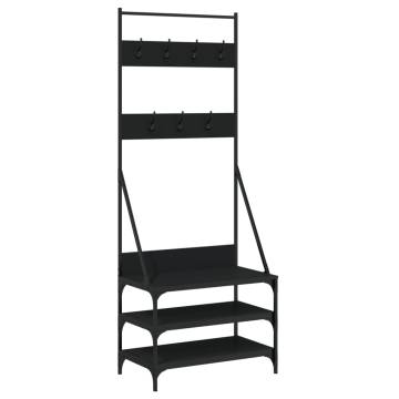 Stylish Black Clothes Rack with Shoe Storage - 70x40x184 cm