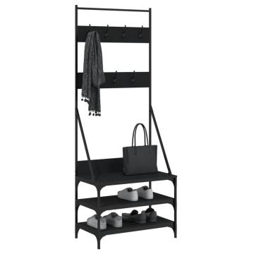 Stylish Black Clothes Rack with Shoe Storage - 70x40x184 cm