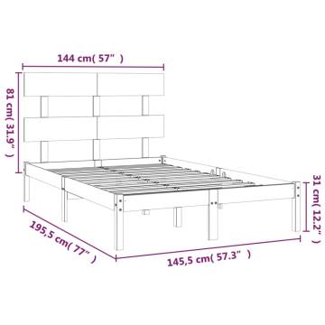 Black Solid Wood Bed Frame 140x190 cm | HipoMarket