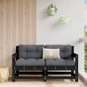 Garden Chairs with Cushions - 2 pcs Black Solid Wood Pine