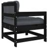 Garden Chairs with Cushions - 2 pcs Black Solid Wood Pine