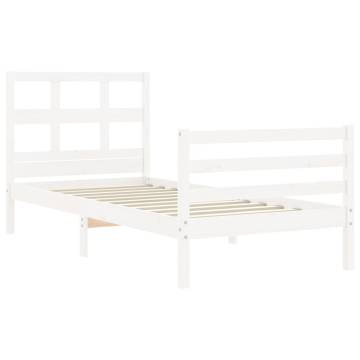 Stylish White Small Single Bed Frame with Headboard