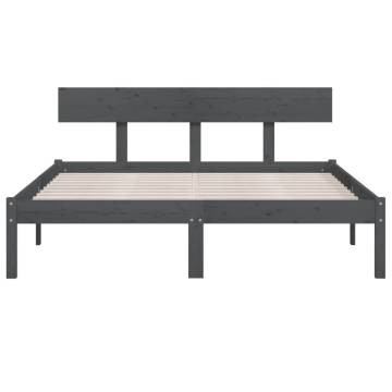 Grey Solid Wood Pine Bed Frame 140x190 cm | Hipomarket