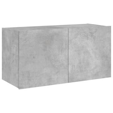 TV Wall Cabinet with LED Lights - Concrete Grey 80x35x41 cm