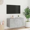 TV Wall Cabinet with LED Lights - Concrete Grey 80x35x41 cm