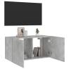 TV Wall Cabinet with LED Lights - Concrete Grey 80x35x41 cm