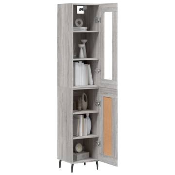 Stylish Highboard Grey Sonoma | 34.5x34x180 cm