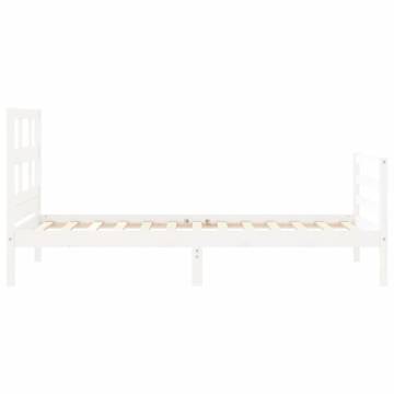 Stylish White Small Single Bed Frame with Headboard