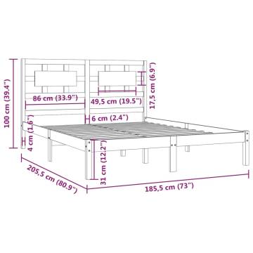 Black Solid Wood Pine Bed Frame 180x200 cm - Super King Size