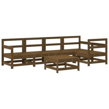 6 Piece Honey Brown Garden Lounge Set - Solid Pine Wood