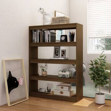 Book Cabinet/Room Divider - Honey Brown Pinewood 100x30x135.5 cm