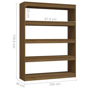 Book Cabinet/Room Divider - Honey Brown Pinewood 100x30x135.5 cm