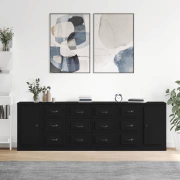 Classic 3 pcs Black Sideboards | Quality Engineered Wood