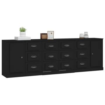 Classic 3 pcs Black Sideboards | Quality Engineered Wood