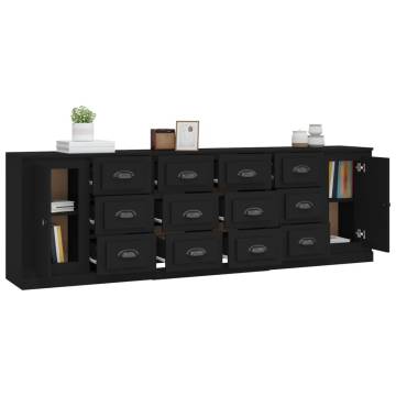 Classic 3 pcs Black Sideboards | Quality Engineered Wood