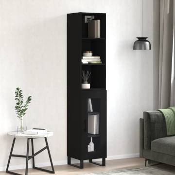 Stylish Highboard Black 34.5x34x180 cm - Hipomarket UK